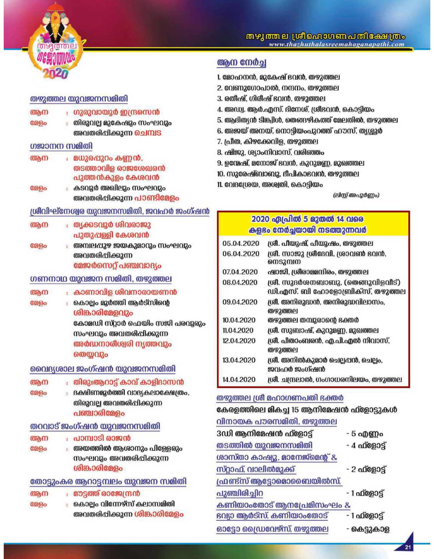 thazhuthala ganapathi temple notice page 21
